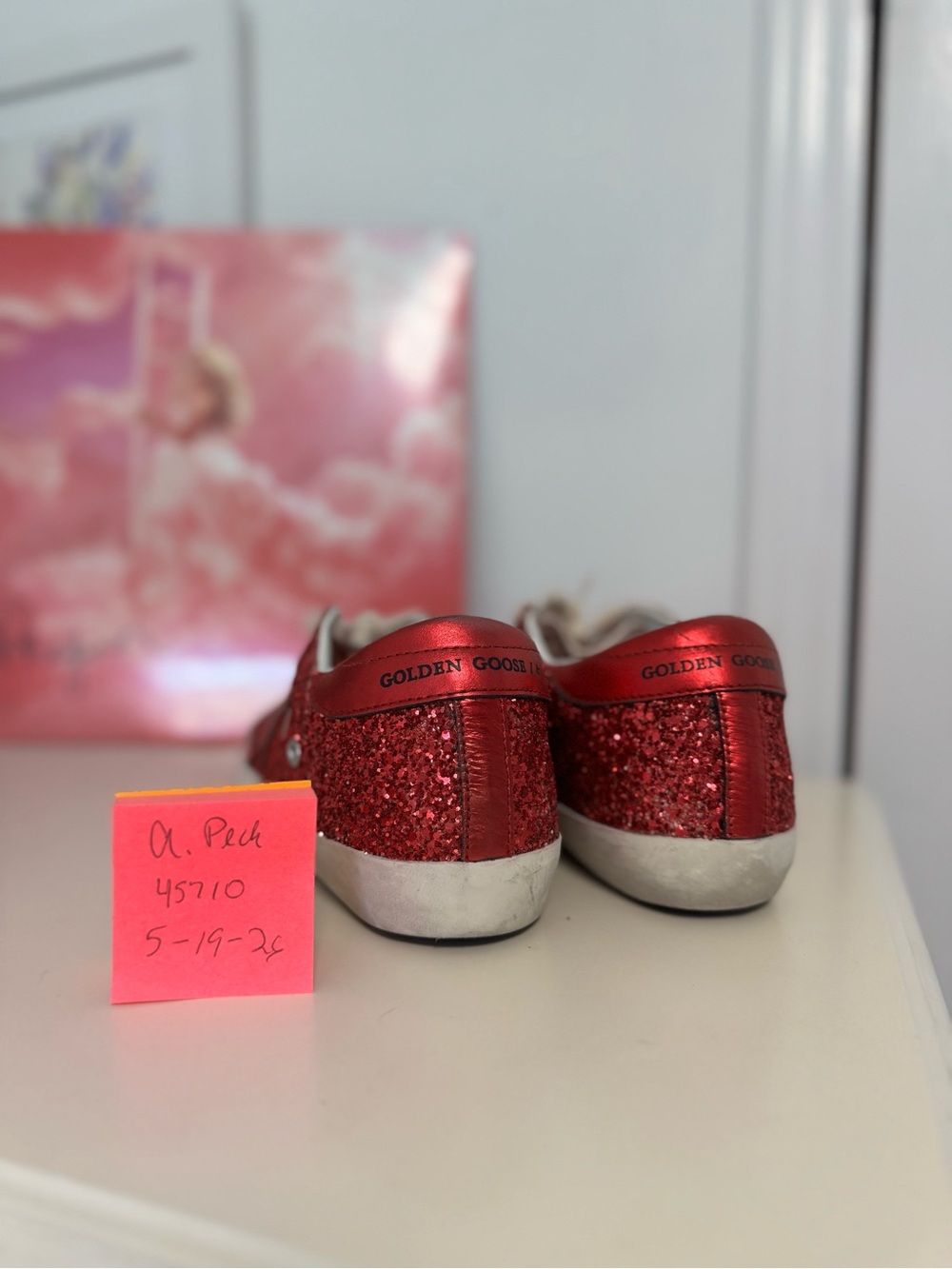 Women’s Glitter Low-Top Sneakers - Hot Pink - Picture 2 of 11